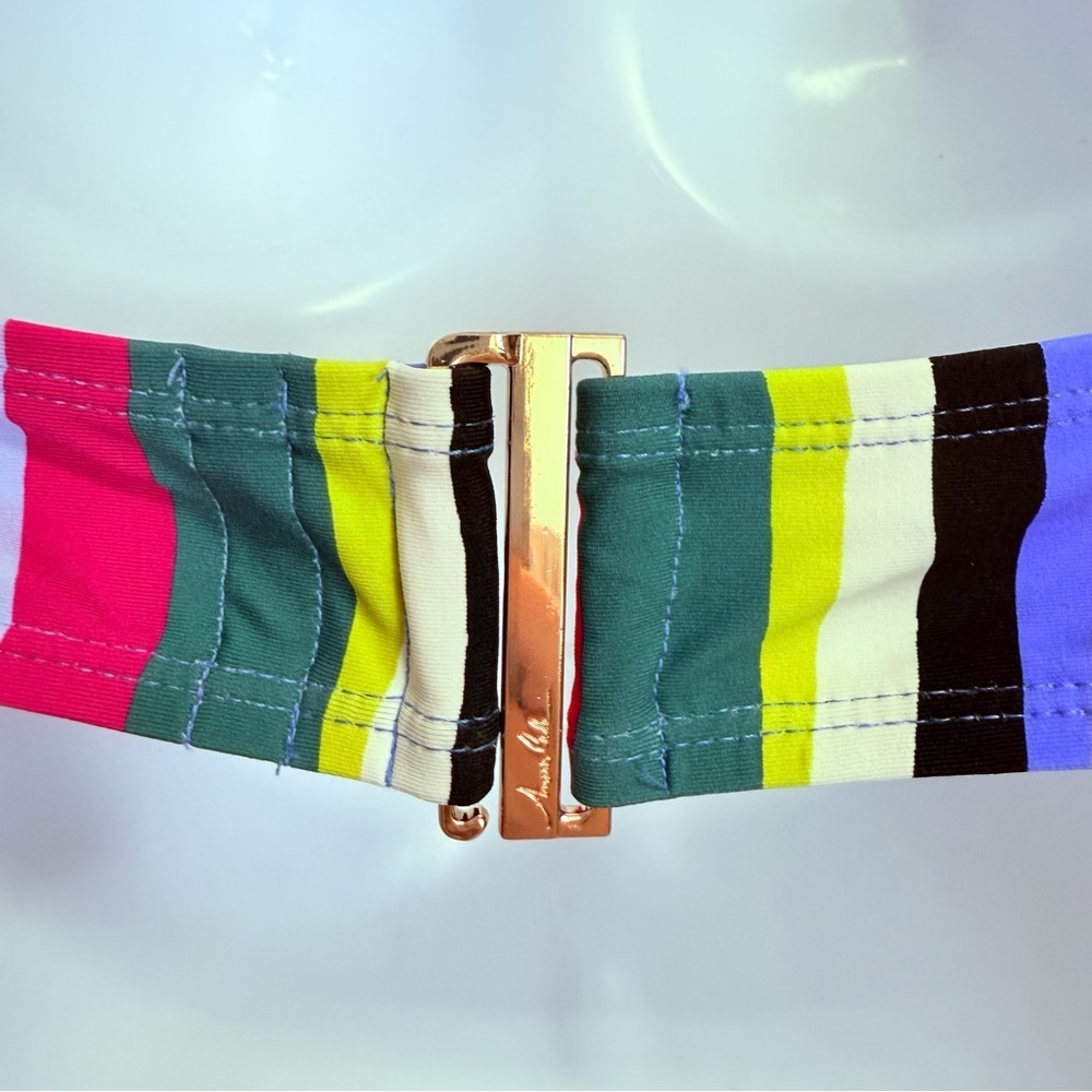 Anne Cole Swim Top Womens Small Multicolor Striped Halter Bikini NWT Swimwear - Picture 2 of 9